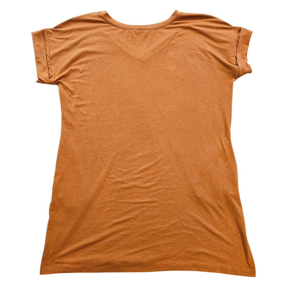 Zenana Women Trapeze XL Rust Orange V-Neck T-Shirt Dress Cuffed Sleeve Pockets - Picture 9 of 10